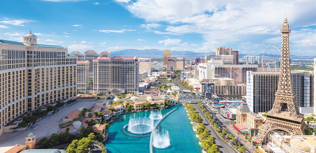 Aerial shot of Las Vegas Strip at daytime