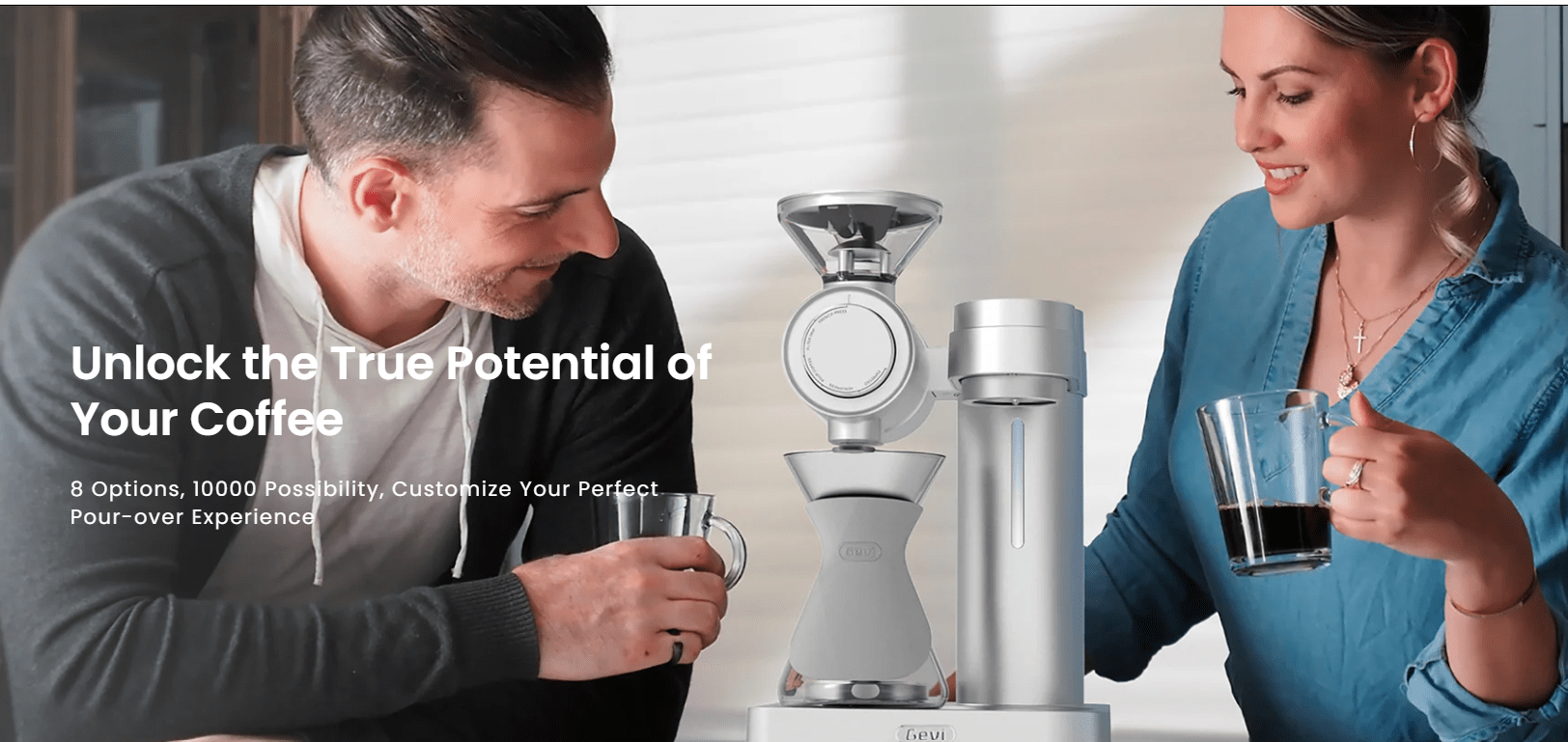 Two people using GEVI coffee machine