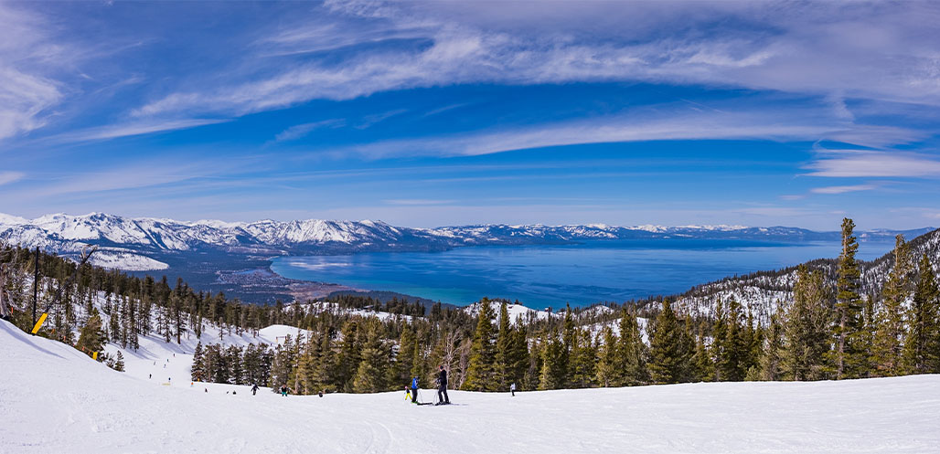 A bird’s eye view of Lake Tahoe from the slopes of Heavenly Resort
