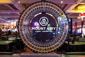 Spinning gaming wheel at Mount Airy Casino Resort