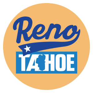 Orange illustration of "Reno Tahoe" text