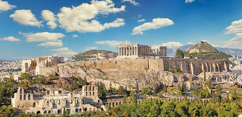 Wide shot of Acropolis of Athens