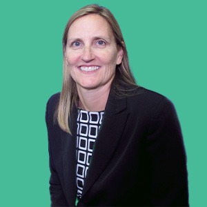 Courtenay Martin on green background