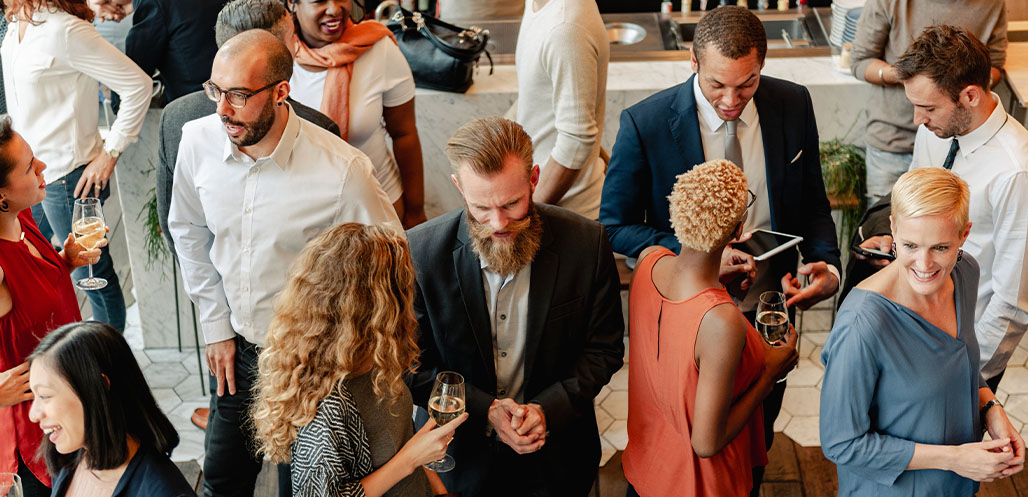 Businesspeople talking in indoor space