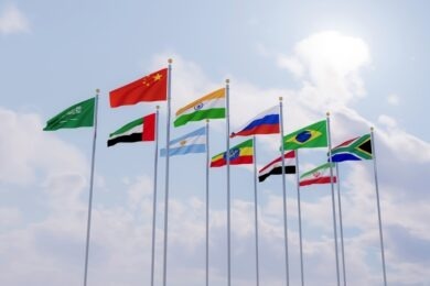 Country flags on poles