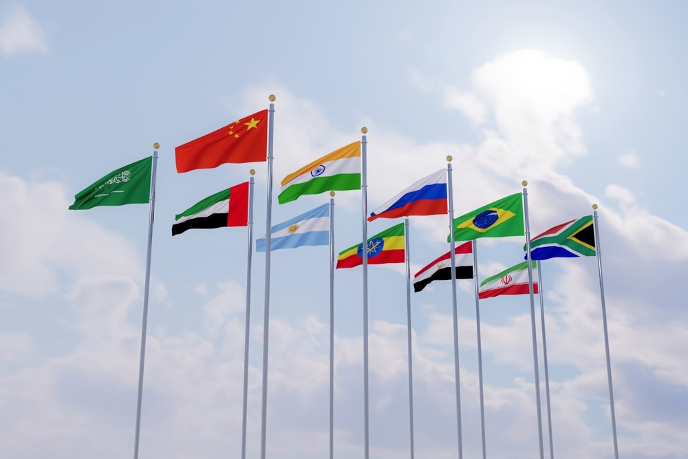 Country flags on poles