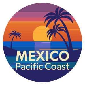 mexico pacific coast stamp illustration