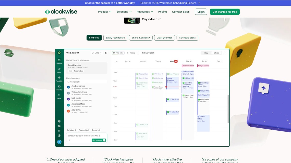Clockwise app interface