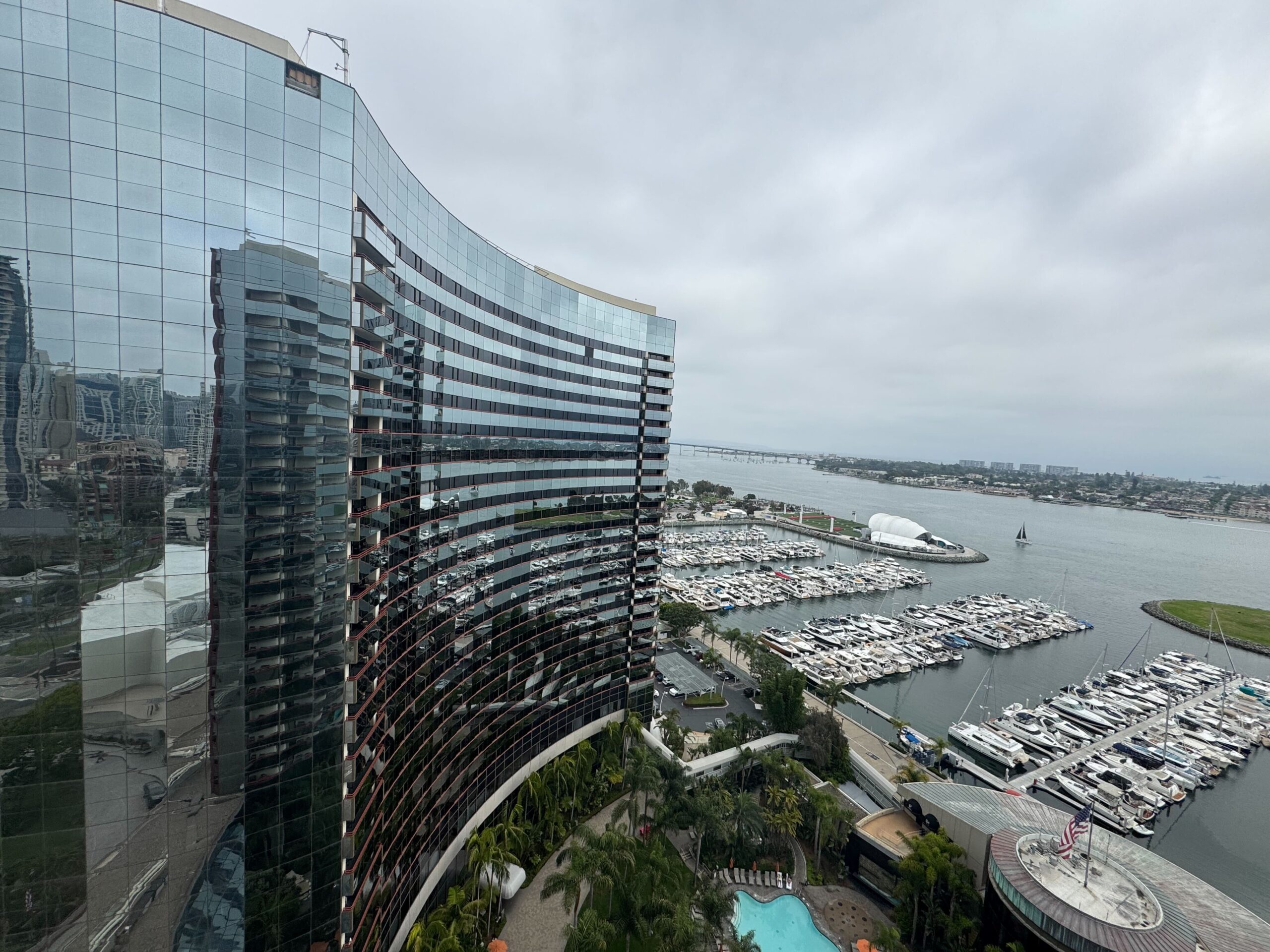 View of the marina from upper floor of Marriott Marquis