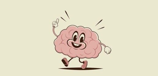 Animated brain smiling