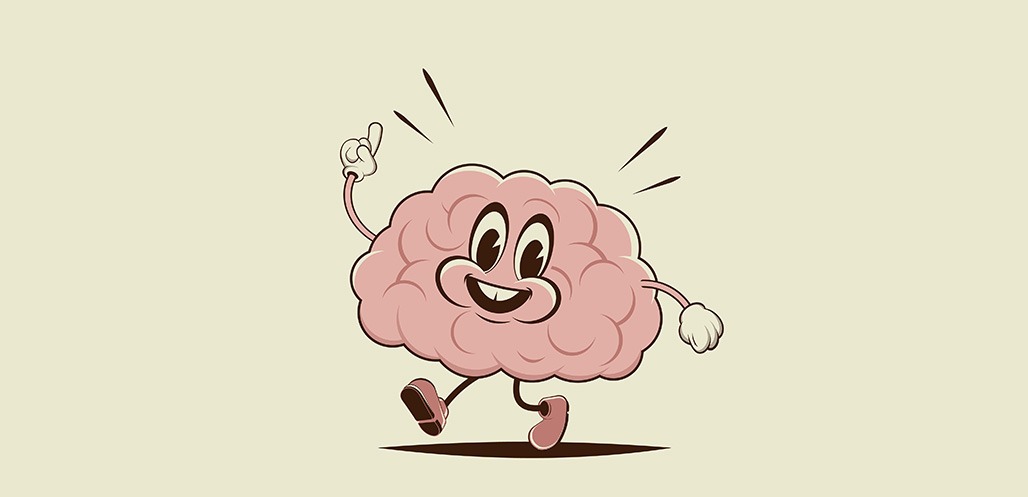 Animated brain smiling