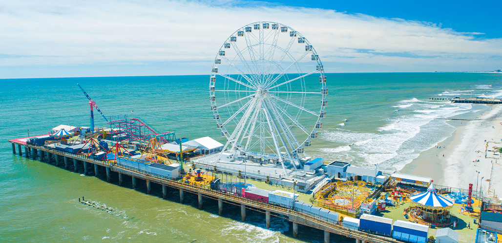 Aerial view of Atlantic City Boardwalk