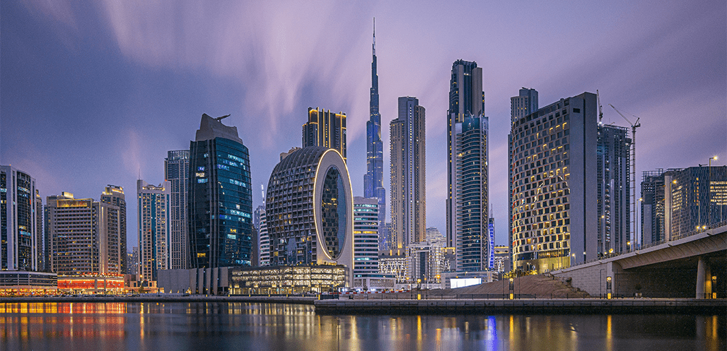 Dubai skyline at night
