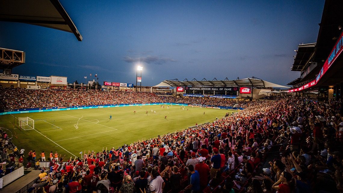 Zoomed out shot of Toyota Stadium