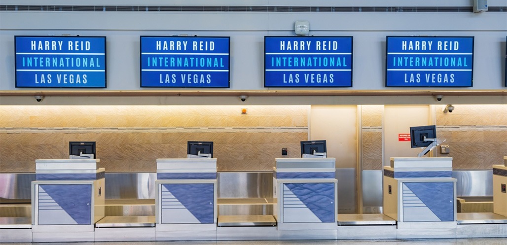 Empty check in counter at harry reid international airport