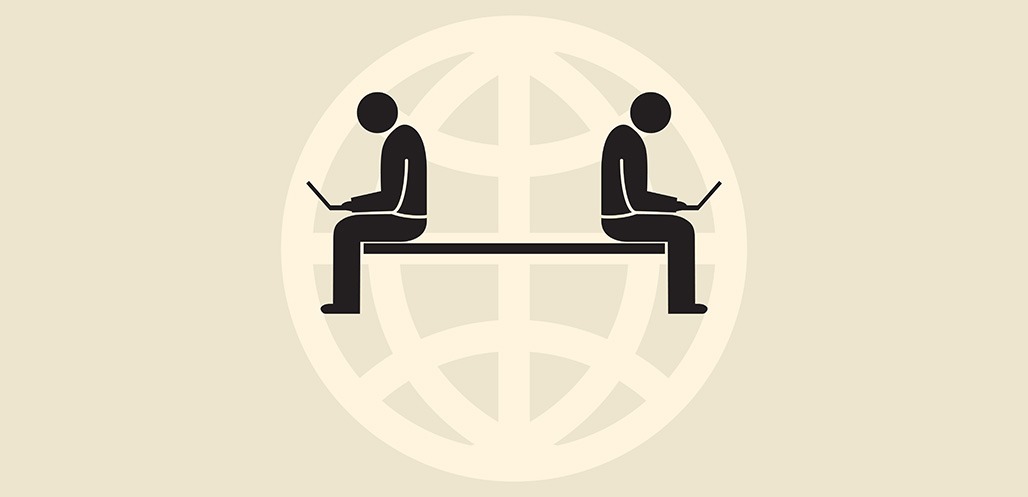 illustration of two people on laptops