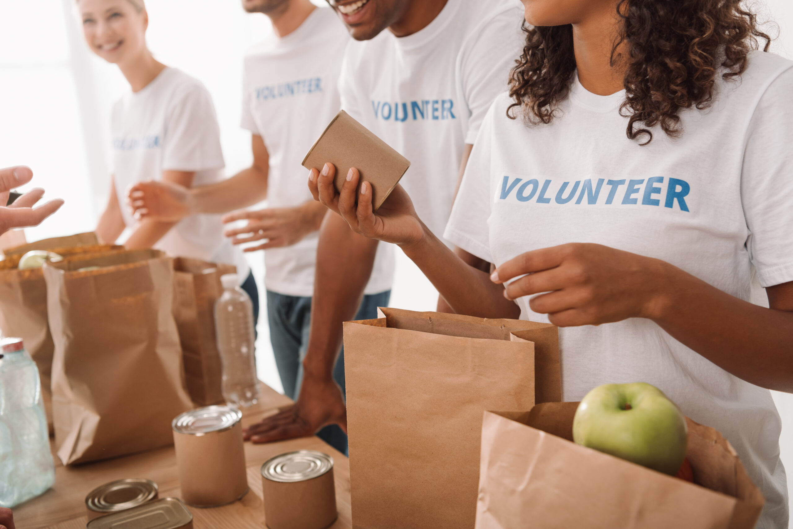 Volunteers packing bags