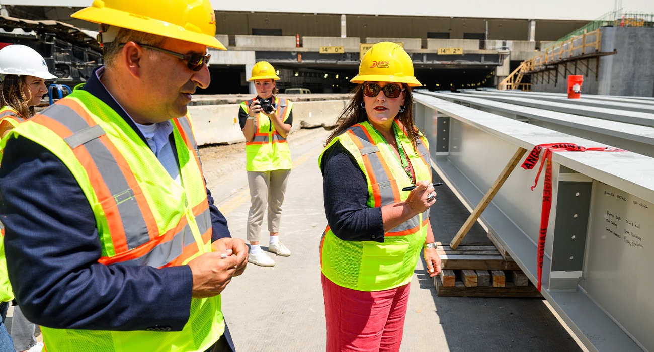 Vice Chairman David-Viviano and Huntington Place Executive Director Venue Operations Becky Bixby