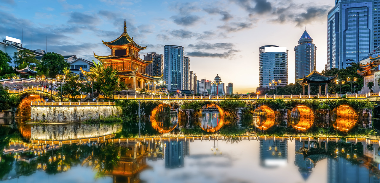 Night View of Ancient Bridges in Guiyang, Guangxi, China