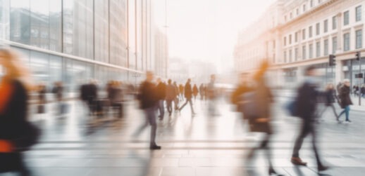People walking on blurry background