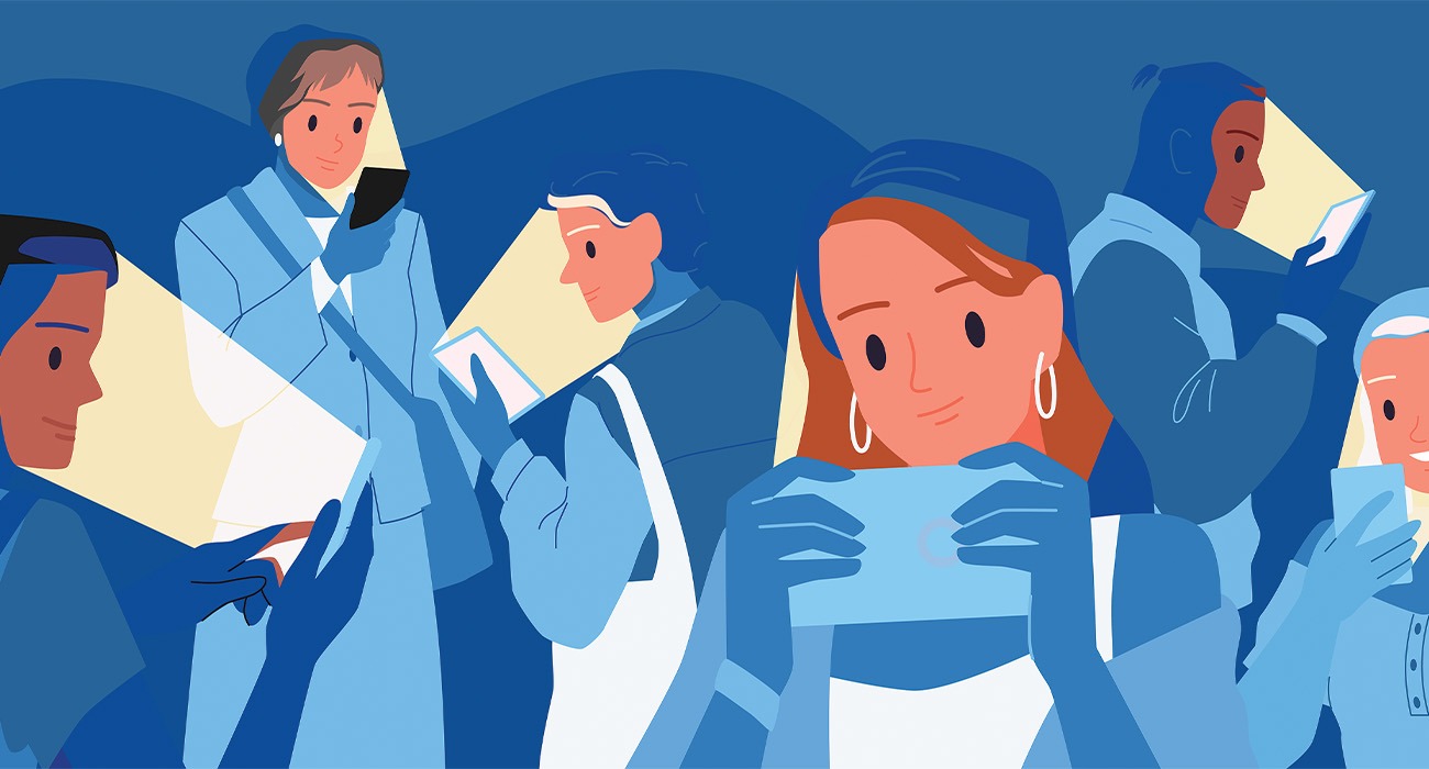 Illustration of people on their phones