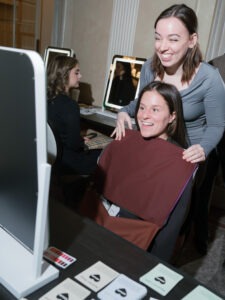 Woman sitting at hair salon