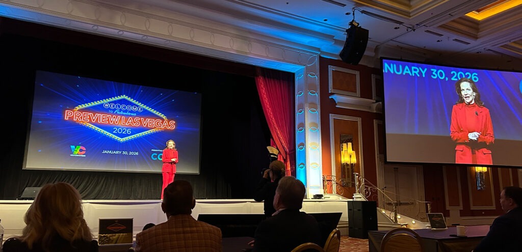 Vegas Chamber CEO Mary Beth Sewald on stage