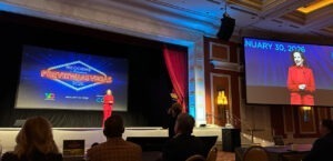 Vegas Chamber CEO Mary Beth Sewald on stage