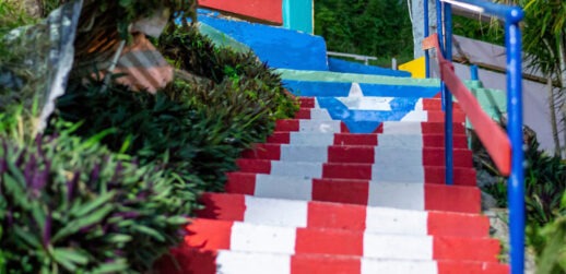 Puerto Rico flag on stairs