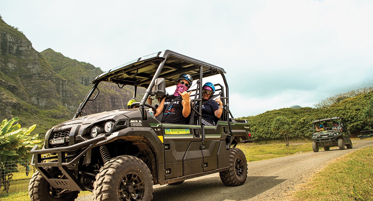 Two people riding in UTC in Oahu