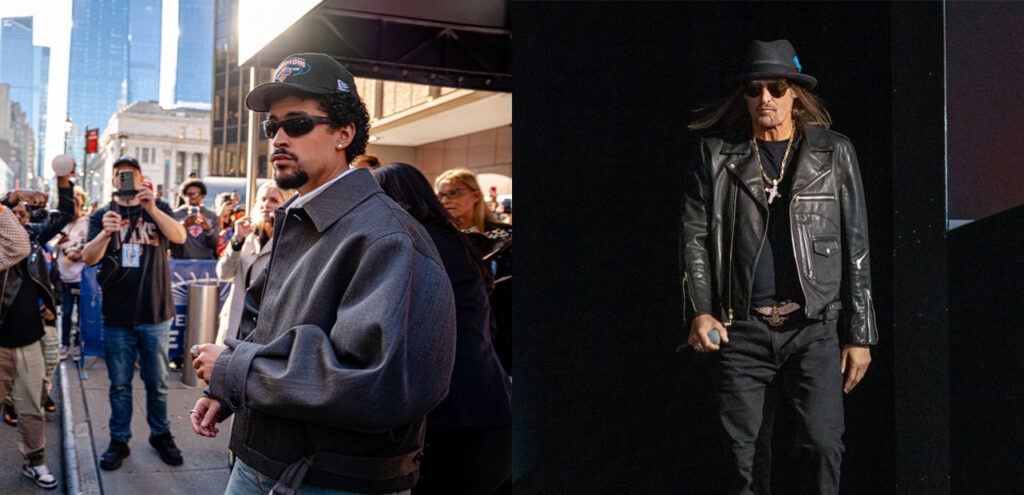 Bad Bunny on left and Kid Rock on right