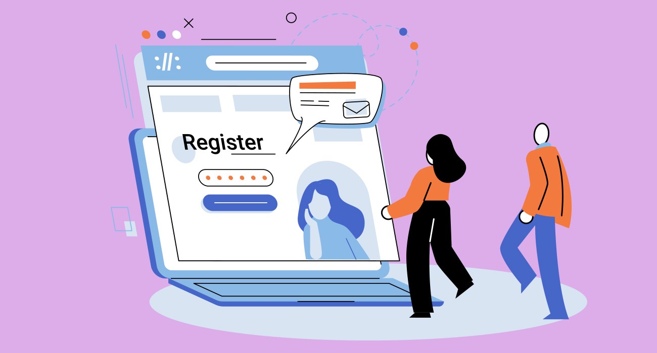Illustration of person looking at registration screen