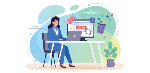 Illustration of woman working at desk