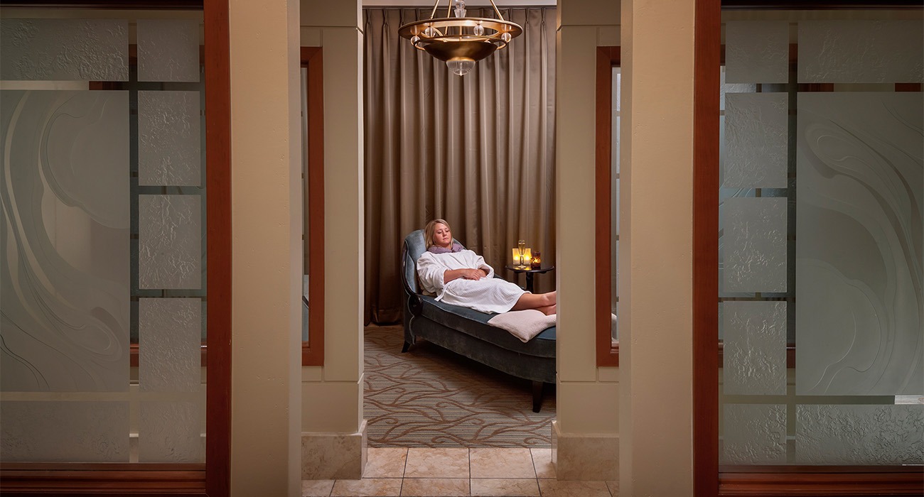 Woman at spa in Moody Gardens Hotel, Spa and Convention Center