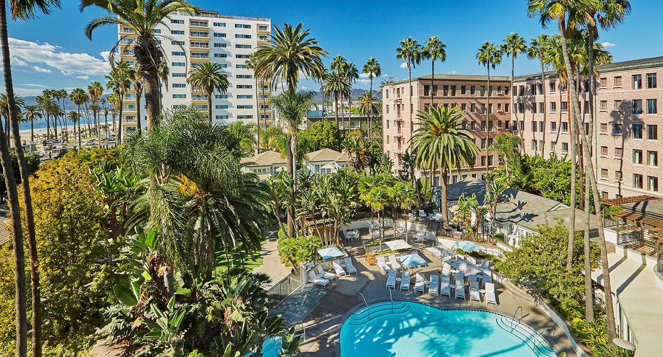 Aerial shot of The Fairmont Miramar Hotel & Bungalows Pool