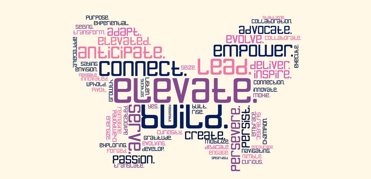 Illustration of butterfly made out of words