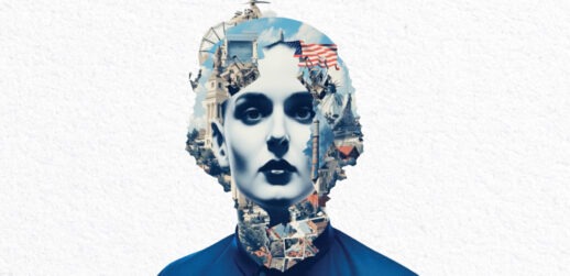 Woman's face with American flag on it