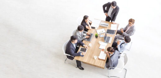 Aerial shot of businespeople