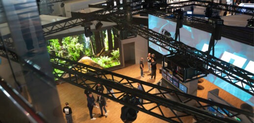 View from above of exhibitor booth