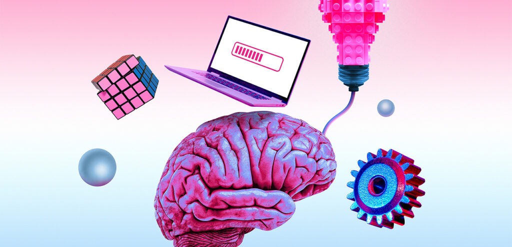 Illustration of brain and technology
