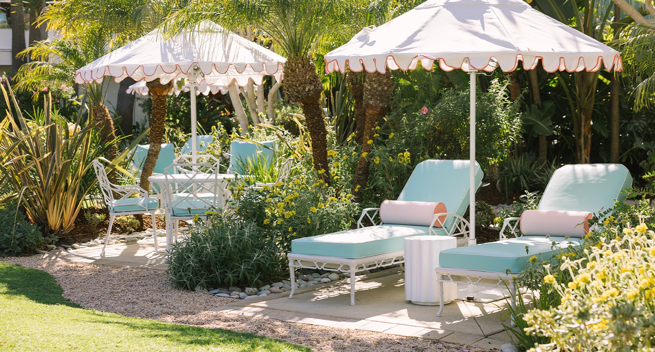 Outdoor space with chaises