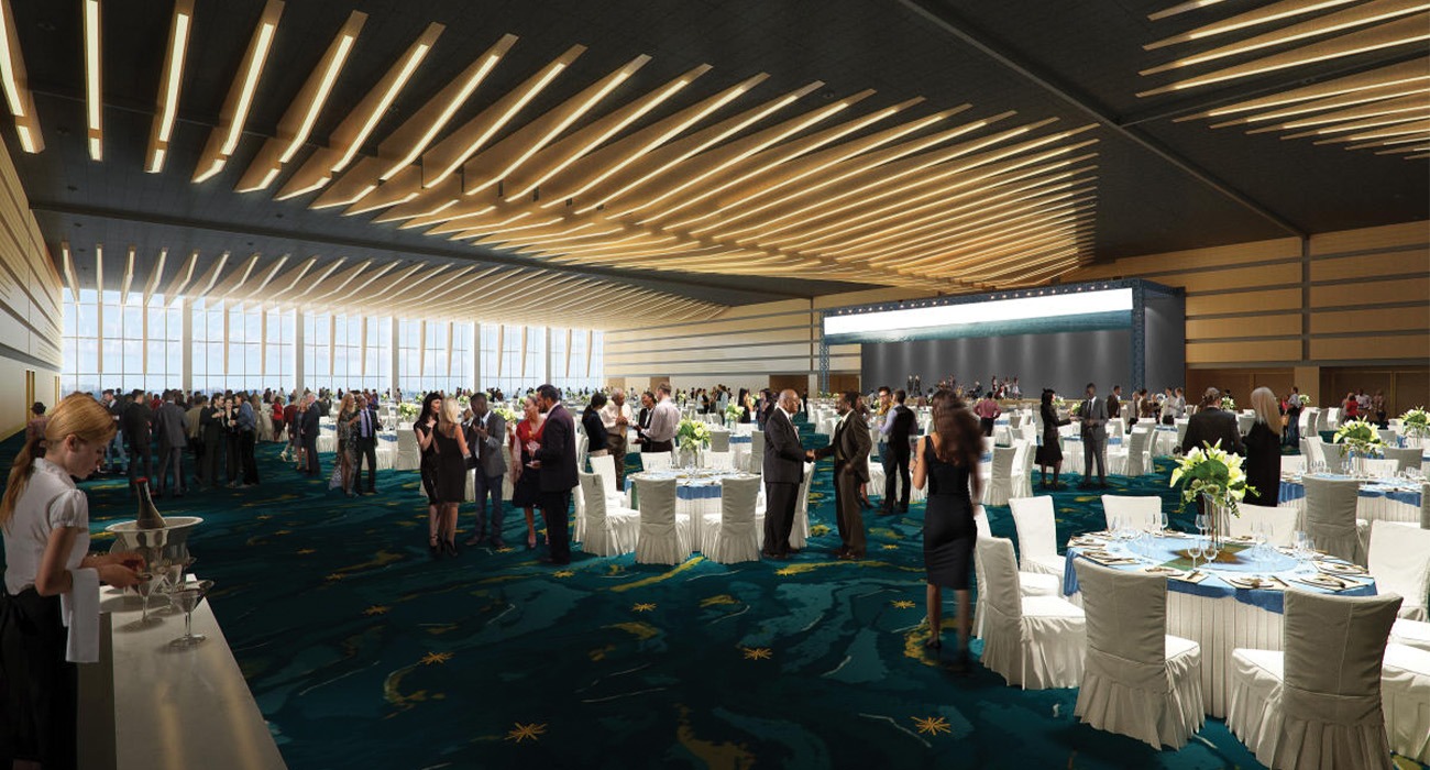 People meeting in Broward County Convention Center interior