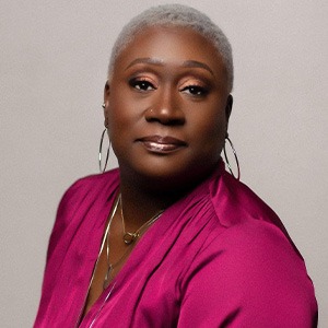 Lesley George in dark pink shirt