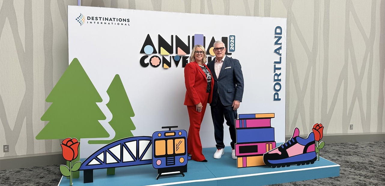 Travel Portland President and CEO Megan Conway and Destinations International President and CEO Don Welsh