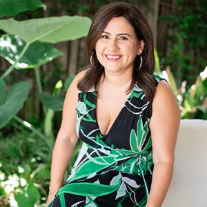 Shabnam Mogharabi in green and black dress