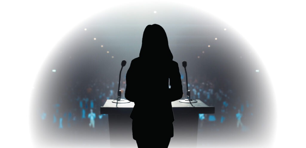 female speaker silhouette