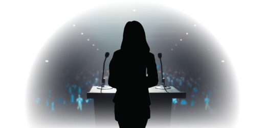 female speaker silhouette