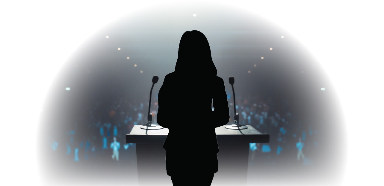 female speaker silhouette