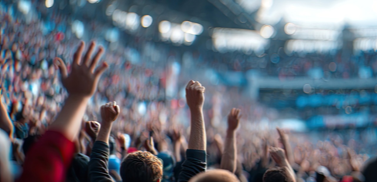 Fans cheering in crowd