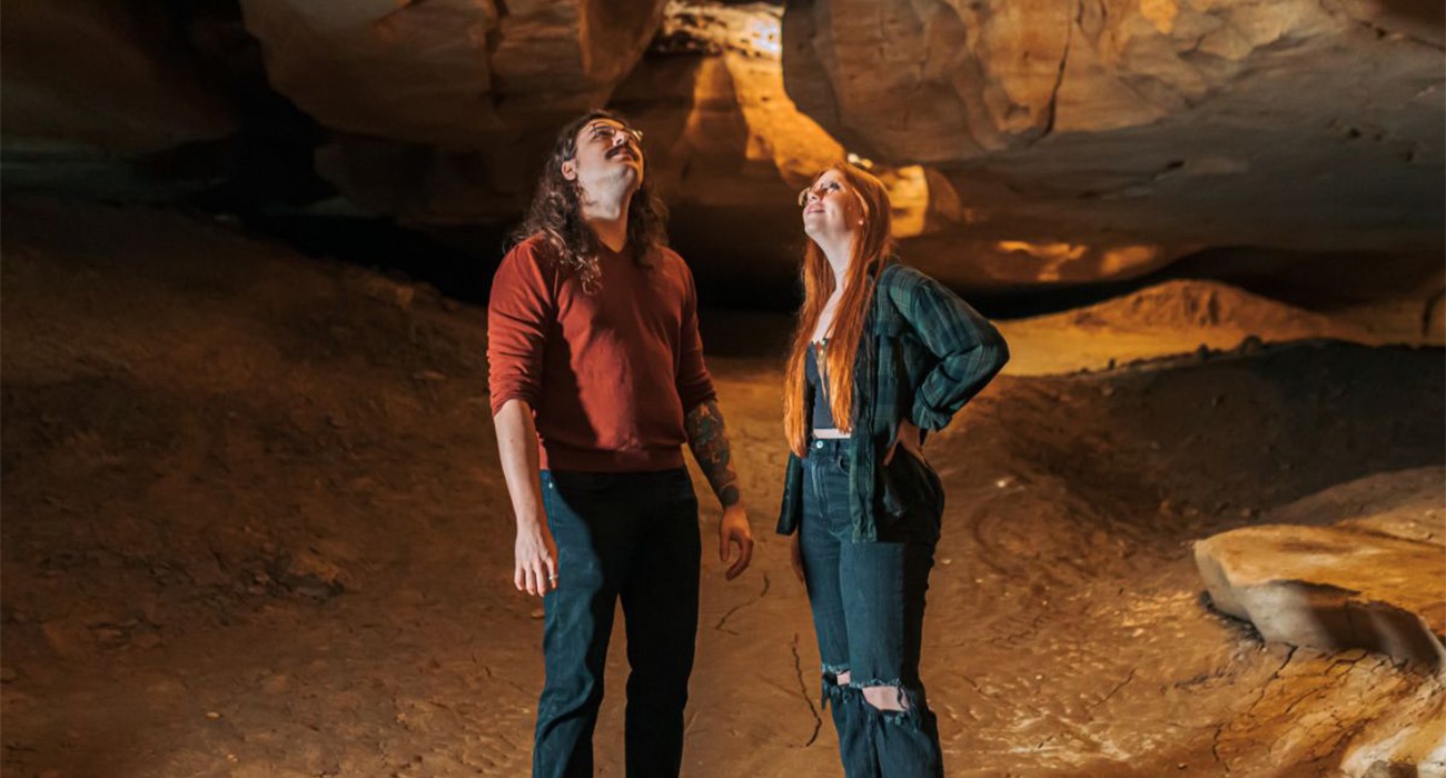 Man and woman in cave